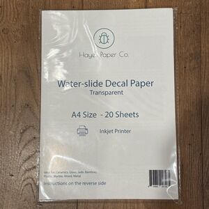 Hayes Paper Co Waterslide Decal CLEAR INKJET A4 20 Sheets Transparent NEW